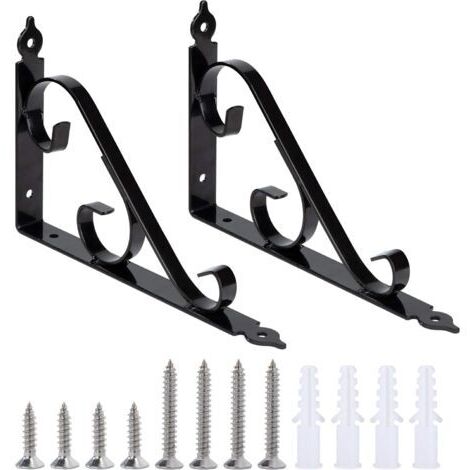 Staffa metallica per mensola da parete, staffa ad angolo triangolare a 90 gradi, supporto multifunzionale per mensola con viti per giardinaggio, bagno, cucina, 250 mm x 164 mm, 1 coppia (nera)