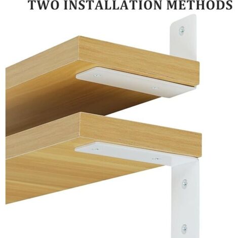 Staffa per mensola a muro, supporto flottante con finitura in acciaio inox, staffa angolare per mensola a muro con viti, 2 pezzi (12,5 cm, bianco lucido)
