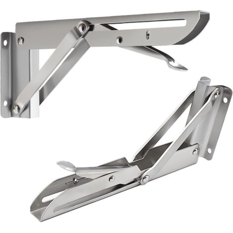 Staffa pieghevole da 300 mm, staffa pieghevole da 2 pezzi, staffa per console pieghevole da 30 cm, staffa da parete pieghevole per garage, cucina, ufficio, camera da letto (Silver-300mm)