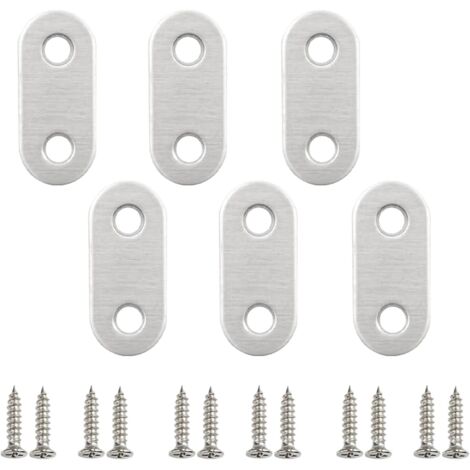Staffe angolari piatte, 6 staffe di montaggio piatte e dritte, gambe rinforzate in acciaio inossidabile con viti di montaggio in metallo per sedie in legno, mensole, pannelli, finestre, mobili, fissag