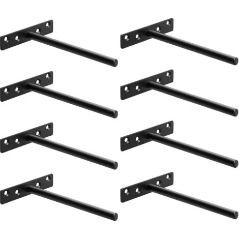 Staffe invisibili per mensole galleggianti, staffe per mensole in metallo da parete, supporto per mensole galleggianti per impieghi gravosi, lunghezza 150 mm, nero, 8 pezzi