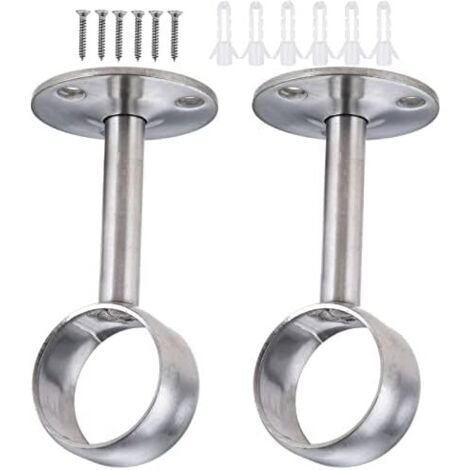 Staffe per asta per tende da 32 mm, staffa flangiata con presa in acciaio inossidabile, asta per guardaroba resistente con viti, per bagno, cucina, guardaroba