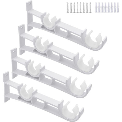 Staffe per aste per tende doppie, ganci per aste per tende bianche, staffe per aste per tende per montaggio a parete, confezione da 4