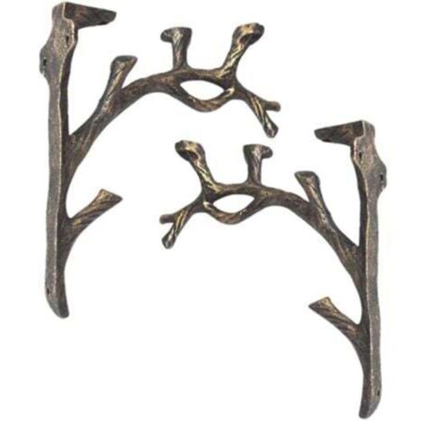 Staffe per mensole vintage (set di 2), mensola quadrata in ghisa, fatte a mano, staffa triangolare decorativa