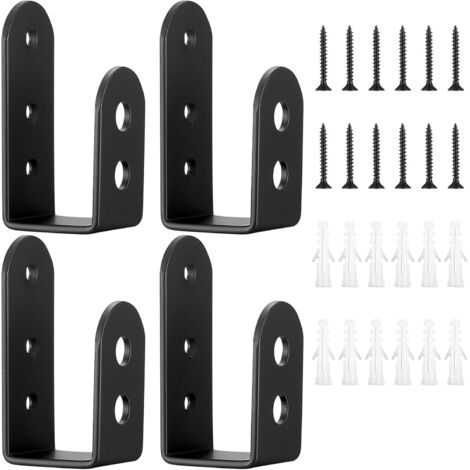 Staffe per sbarre di sicurezza per porte, 4 pezzi, staffe per barre di sicurezza in acciaio a forma di U, per legno 2 x 4 per rinforzare porte di sicurezza, con viti