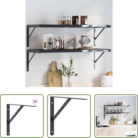 Staffe per scaffali -  Staffe per Mensola 4 pz 40x2,5x25 cm in Acciaio Inox Nero