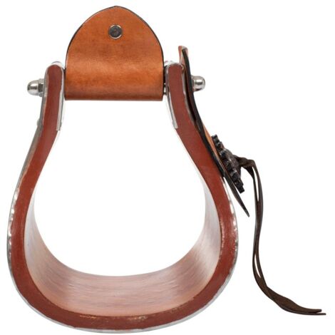 Staffe western in metallo e legno con inserti in cuoio lavorati a mano