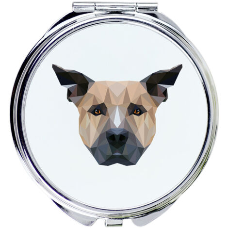 Staffordshire Bull Terrier, Staffik, Staffi - espejo con foto e inscripción geométrica de Art-Dog