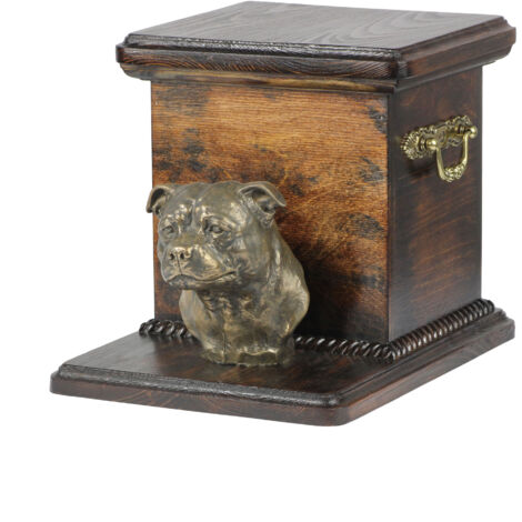 Staffordshire Bull Terrier, Staffik, Staffi I - un'urna per le ceneri del cane con una statuetta, un'urna elegante per un cane, un'urna unica con un busto di un cane di Art-Dog