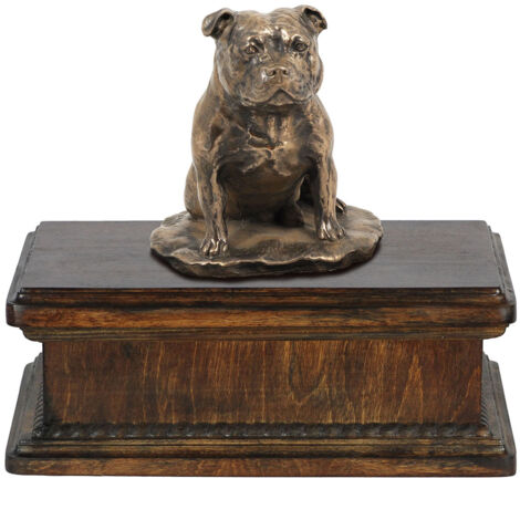 Staffordshire Bull Terrier, Staffik, Staffi I - Urne für Hundeasche, klassische Urne mit Statuette, elegante Urne mit Hund von Art-Dog