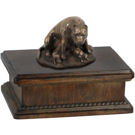 Staffordshire Bull Terrier, Staffik, Staffi II - urna para cenizas de perro, urna clásica con estatuilla, urna elegante con perro de Art-Dog