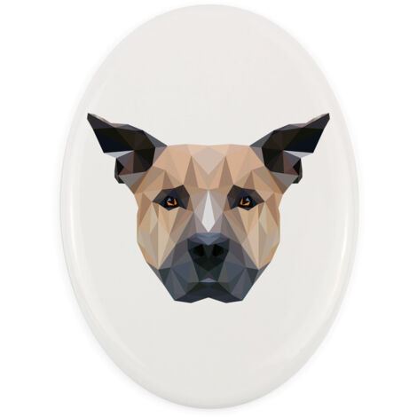 Staffordshire Bull Terrier, Staffik, Staffi: placa con foto e inscripción geométrica de Art-Dog