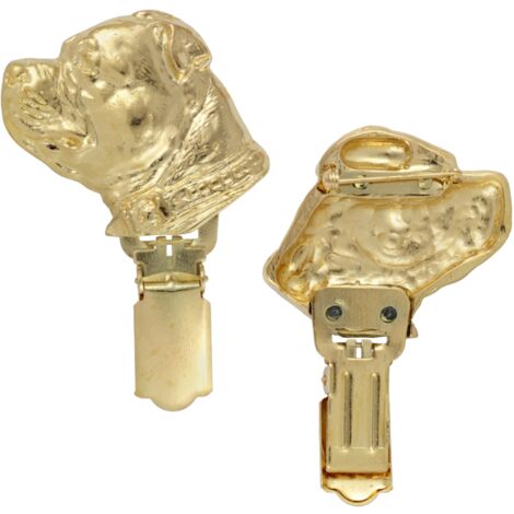 Staffordshire Bull Terrier, Staffik, Staffi - spilla con clip, porta numero di partenza placcato in oro, elegante distintivo per una mostra canina di Art-Dog