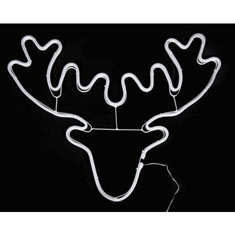 Stag Head Rope Light Silhouette-cool white 46 x 65cm