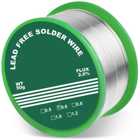Stagno per saldatura da 0,6 mm, stagno per saldatura da 50 g, stagno per saldatura con flusso, stagno per saldatura con anima in colofonia, fili per saldatura per componenti di saldatura e riparazioni