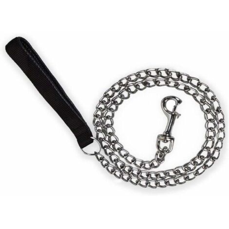 Stahl-Hundeleine mit Kettenverschluss, strapazierfähige Hundeleine mit PU-Ledergriff für Hunde, 120 cm