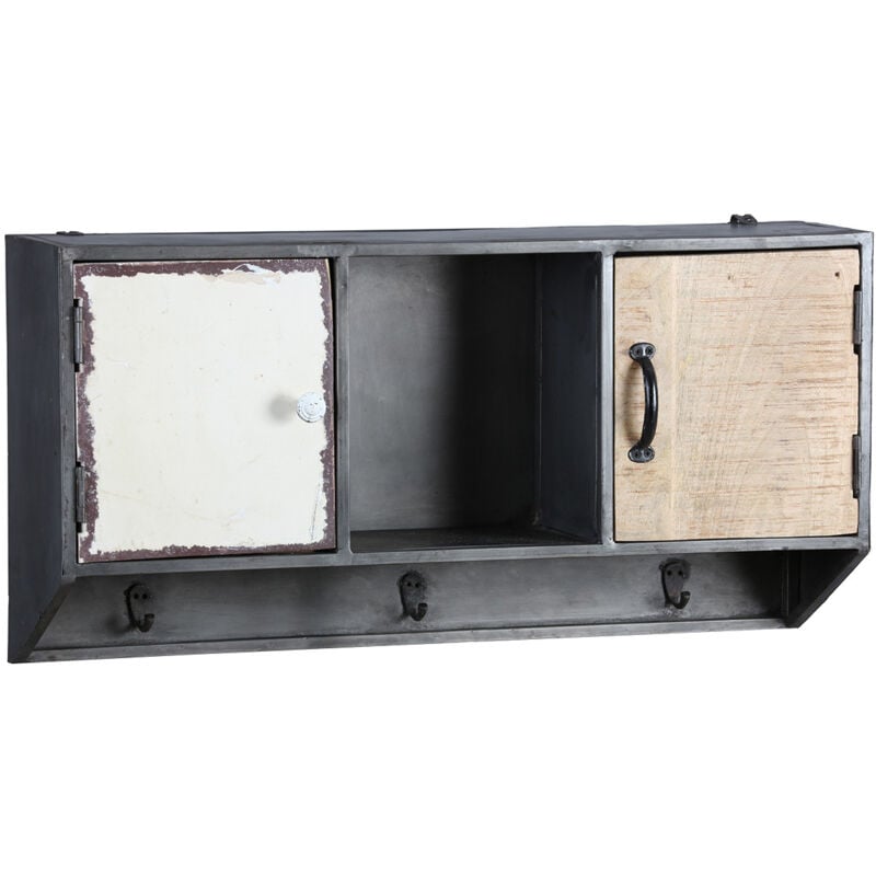 Altobuy - stahl - Portemanteau Mural avec Etagère Murale 2 Portes 1 Niche