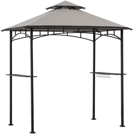 Stahl/Stoff Grill Gazebo LINAS in Grau - 152cm x 244cm