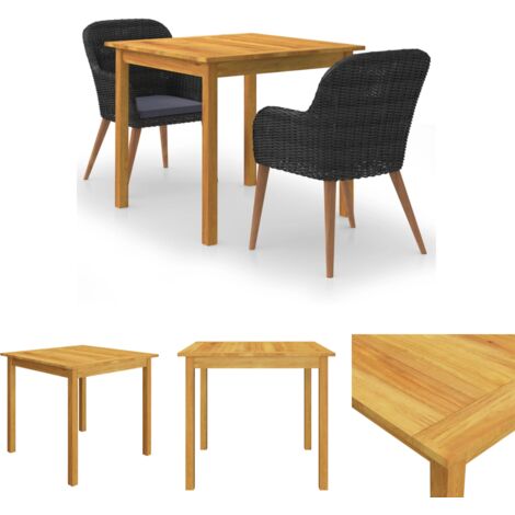 Stahl - vidaXL 3-tlg. Garten-Essgruppe Schwarz - Polyester