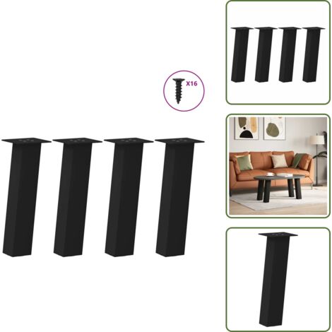 Stahlbein - vidaXL Couchtischbeine 4 Stk. Schwarz 30 cm Stahl - Schwarz
