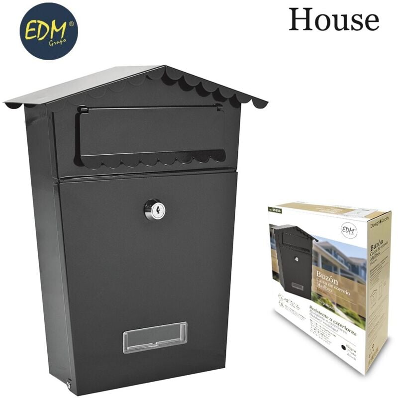 EDM - Stahlbriefkasten Modellhaus schwarz