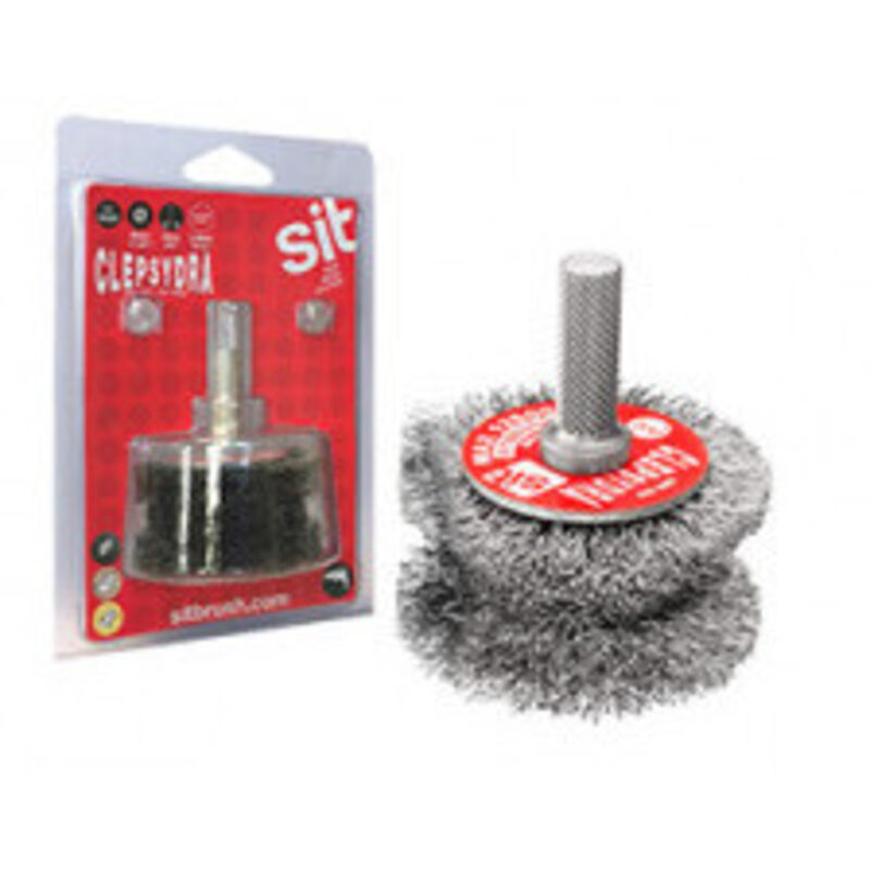 Stahldrahtbürste gewellt für Bohrmaschine 'Klepsydra' Bezeichnung: Rundbürste Klepsydra, Dicke 30 mm, Durchmesser 60 mm, Tig