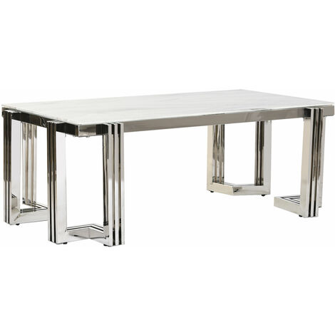 DKD HOME DECOR Stahlglas Kaffeetheet Tabelle 120x60x45 Ähnliches Marmorglas Stahlmaterial Multicolor Family Basse Tische Details