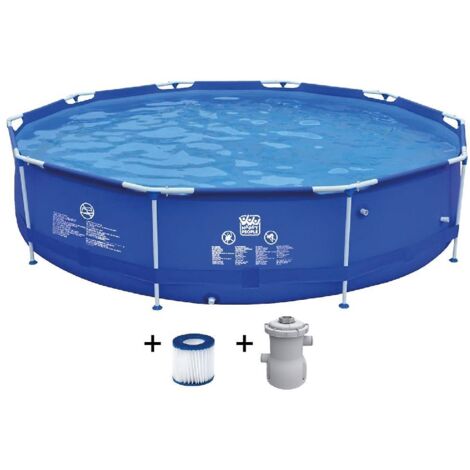 Stahlrahmen-Pool-Set mit Pumpe, Ø 360 x H 76 cm