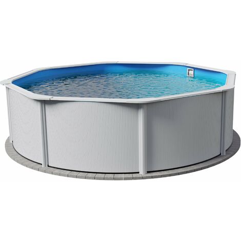 Stahlwandpool rund Größe wählbar, 120 cm tief, Stahl 0,4 mm weiß, Folie 0,3 mm blau, overlap 300x120cm
