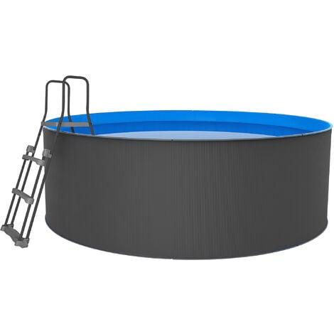 DANCOVER Stahlwandpoool Santorini Pool Round Ø350 x 90 cm, Grau