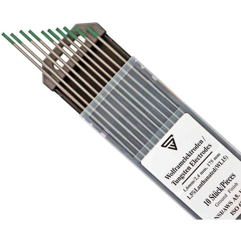 Image of 10 x elettrodi di tungsteno per saldatura tig 1,6/2,4 x 175 mm wp verde 5 cad. - Stahlwerk
