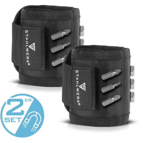 STAHLWERK 2 x Magnet-Armband für Heim-Handwerker mit Klettverschluss
