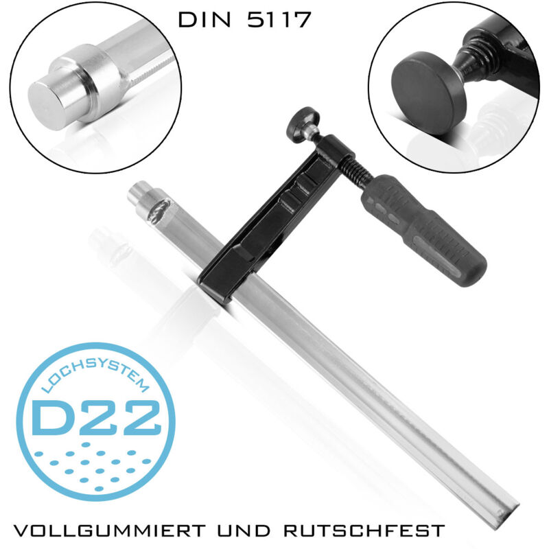 

STAHLWERK Abrazadera 80 x 300 mm para mesas de soldadura con sistema de agujeros D22