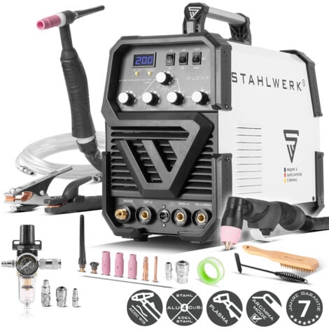 STAHLWERK AC/DC TIG 200 Plasma ST IGBT Machine à souder TIG 200A Combiné avec coupeur de plasma CUT 50 A, Convient pour l´Aluminium, Garantie* de 7 ans