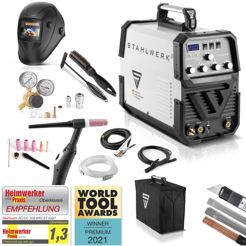

AC/DC TIG 200 ST IGBT - Equipo completo - Máquina de soldar con 200 amperios TIG & MMA, soldadura de aluminio, 7 años de garantía del fabricante