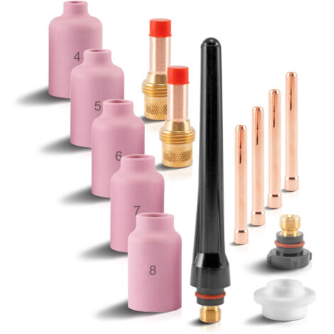 STAHLWERK Accessoires de soudage TIG Jeu de lentilles de gaz 14 pièces pour WP SR Binzel 17 18 26