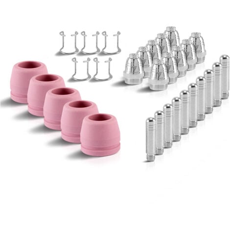 STAHLWERK Accessoires plasma P-60 pièces d'usure buses plasma + électrodes + capuchons céramiques pour torche plasma à allumage piloté P-60 CUT, lot de 30 pièces
