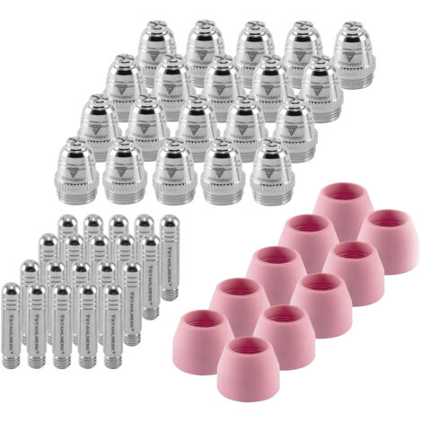 STAHLWERK AG-60 Plasmazubehör Verschleißteile Plasmadüsen + Elektroden + Keramikkappen für AG-60 / SG-55 CUT Plasmaschneidbrenner, Set 50-teilig