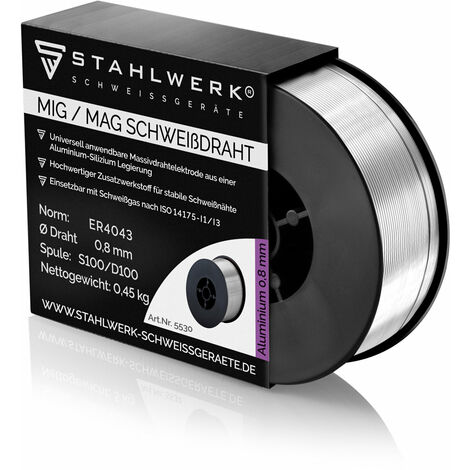 STAHLWERK Alambre de soldadura MIG MAG aluminio ER4043 Si5 (ALSI-5) Ø 0.8mm 0.45kg