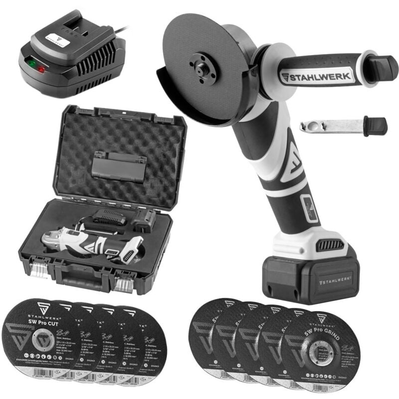 

amoladora angular sin degsaste (brushless) con acumulador AWS-20 ST 20 V/ 4 Ah - Stahlwerk