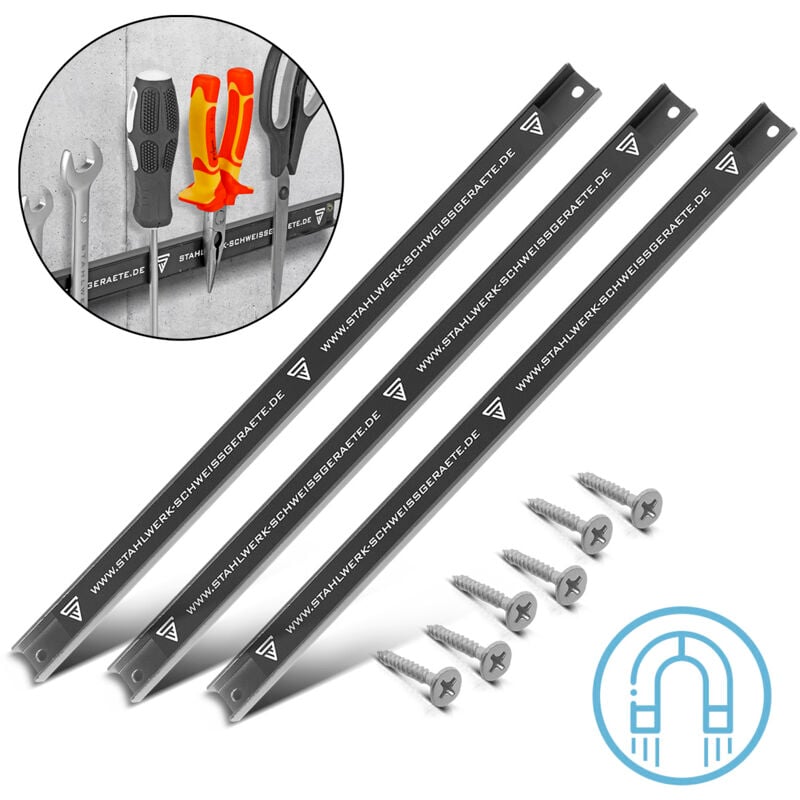 Stahlwerk - Barre magnétique MWZ-18 st Set de 3 pièces 18' 45 cm Barre d'outils Rail magnétique
