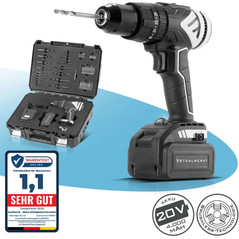 Stahlwerk - Perceuse-visseuse à percussion sans fil ASB-20 st Brushless avec 2 batteries 2 Ah