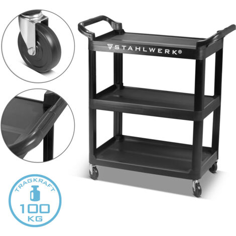 Servante à Outils STAHLWERK WZE-3 ST – Capacité 150 Kg, 3 Plateaux, Tiroir Verrouillable, Roulettes - 6