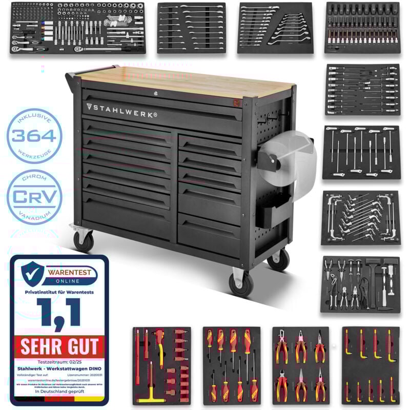 Stahlwerk - Chariot d'atelier dino Chariot à outils xxl Chariot de montage 364 outils CrV