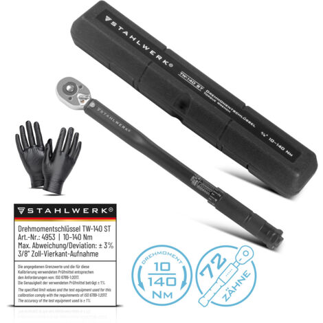 STAHLWERK Chiave dinamometrica TW-140 ST 10-140 Nm Cricchetto reversibile da 3/8" di pollice