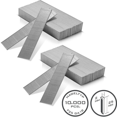 STAHLWERK clavos neumáticos 25 mm Calibre 18 (1,25 x 1,05 mm) 2 mm cabeza 10.000 juego