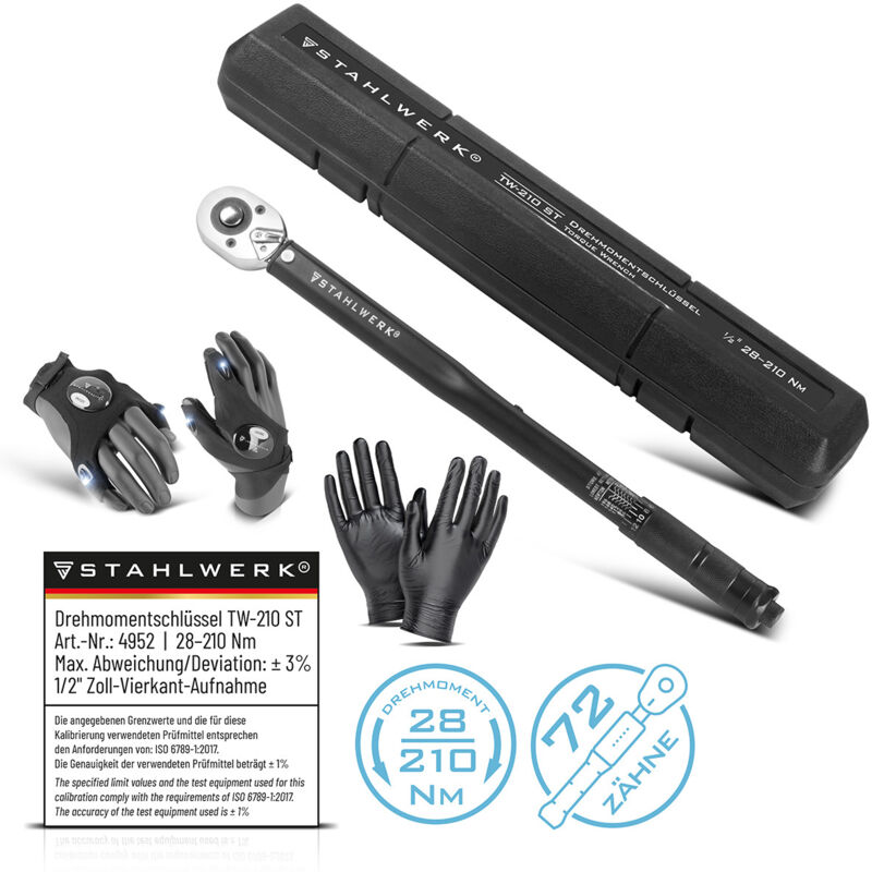 Clé dynamométrique TW-210 st 28-210 Nm 1/2' pouce avec échelle micrométrique - Stahlwerk