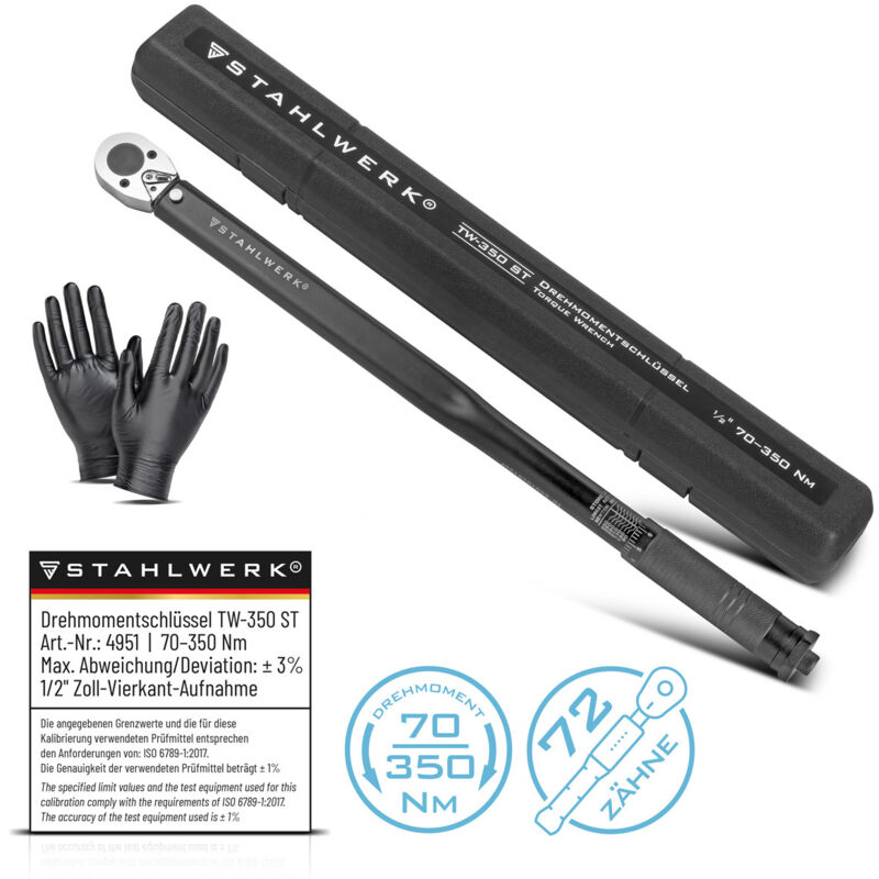 Stahlwerk - Clé dynamométrique TW-350 st 70-350 Nm 1/2' pouce Cliquet réversible