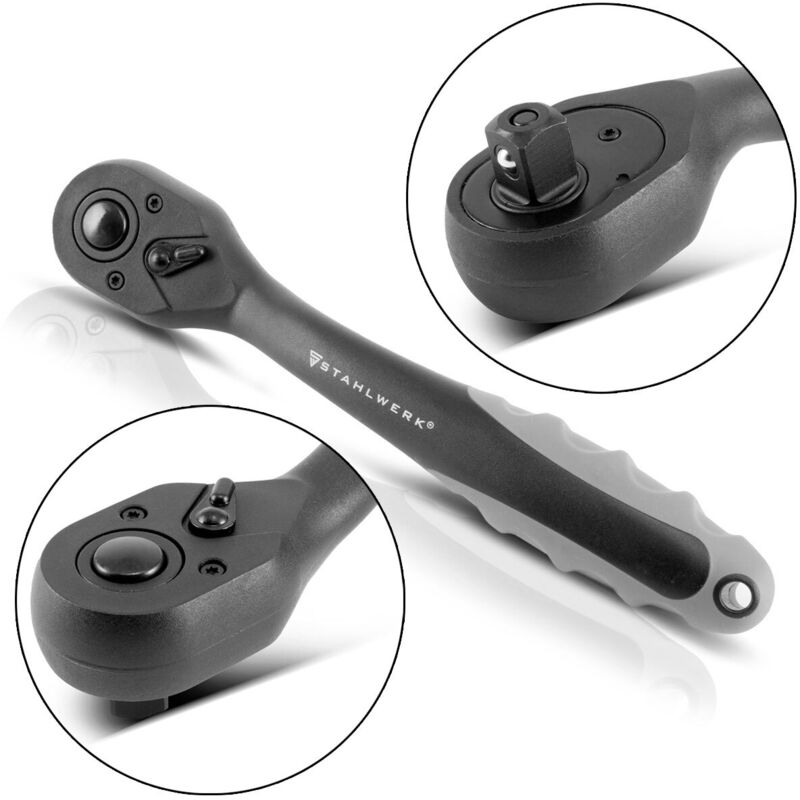 Stahlwerk - Cliquet réversible professionnel 1/2 pouce en acier au chrome vanadium 72 dents