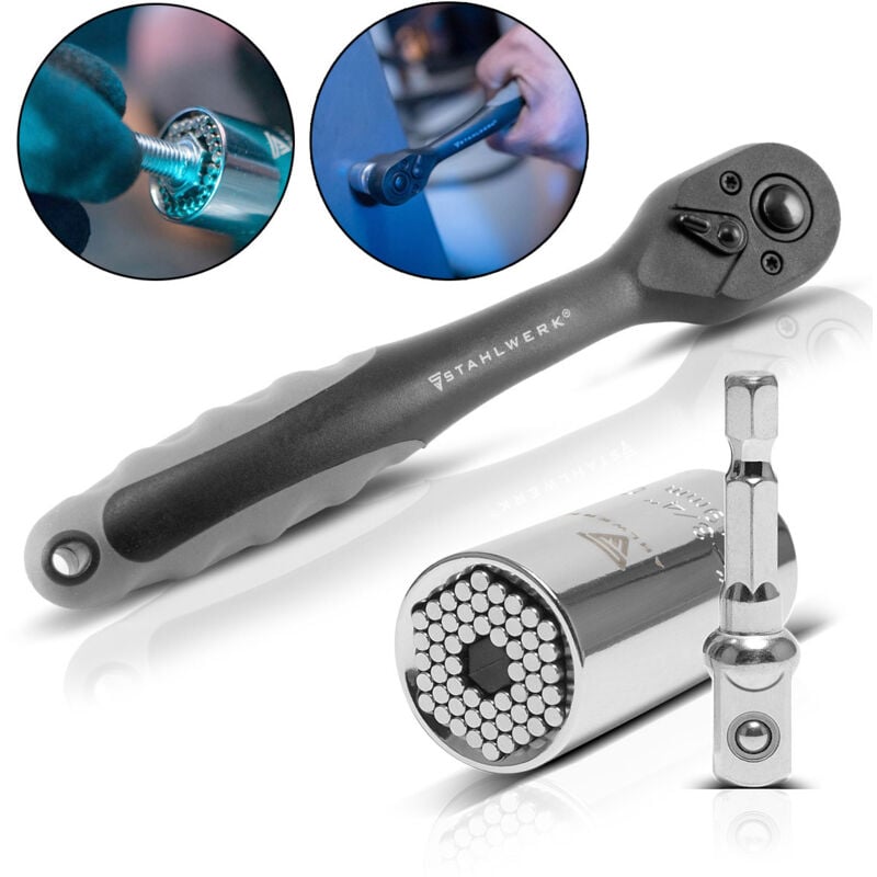 Stahlwerk - Cliquet réversible professionnel en chrome-vanadium 3/8 pouces